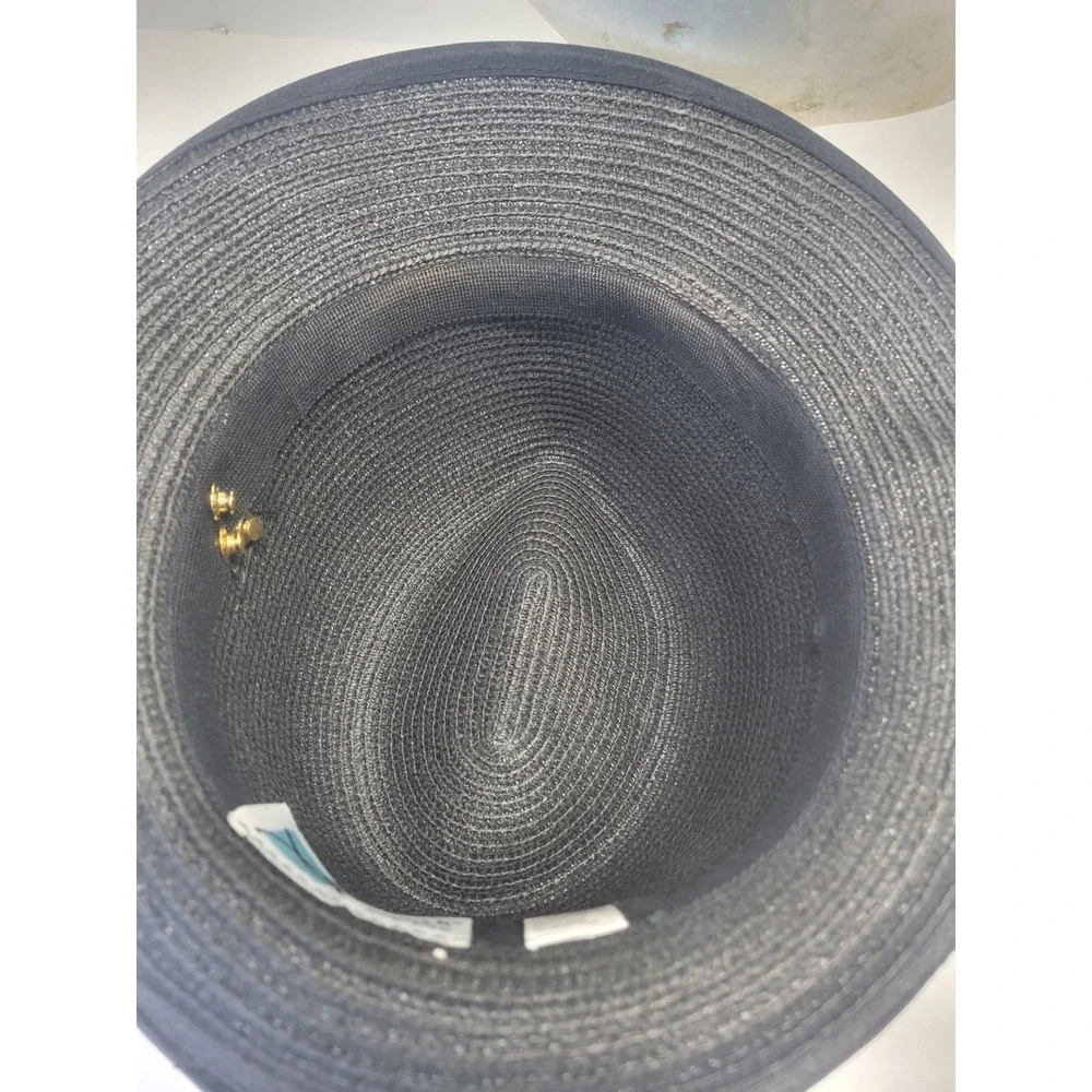 Betmar New York Black Fedora Hat‎ Rhinestone Crystal Accent Style